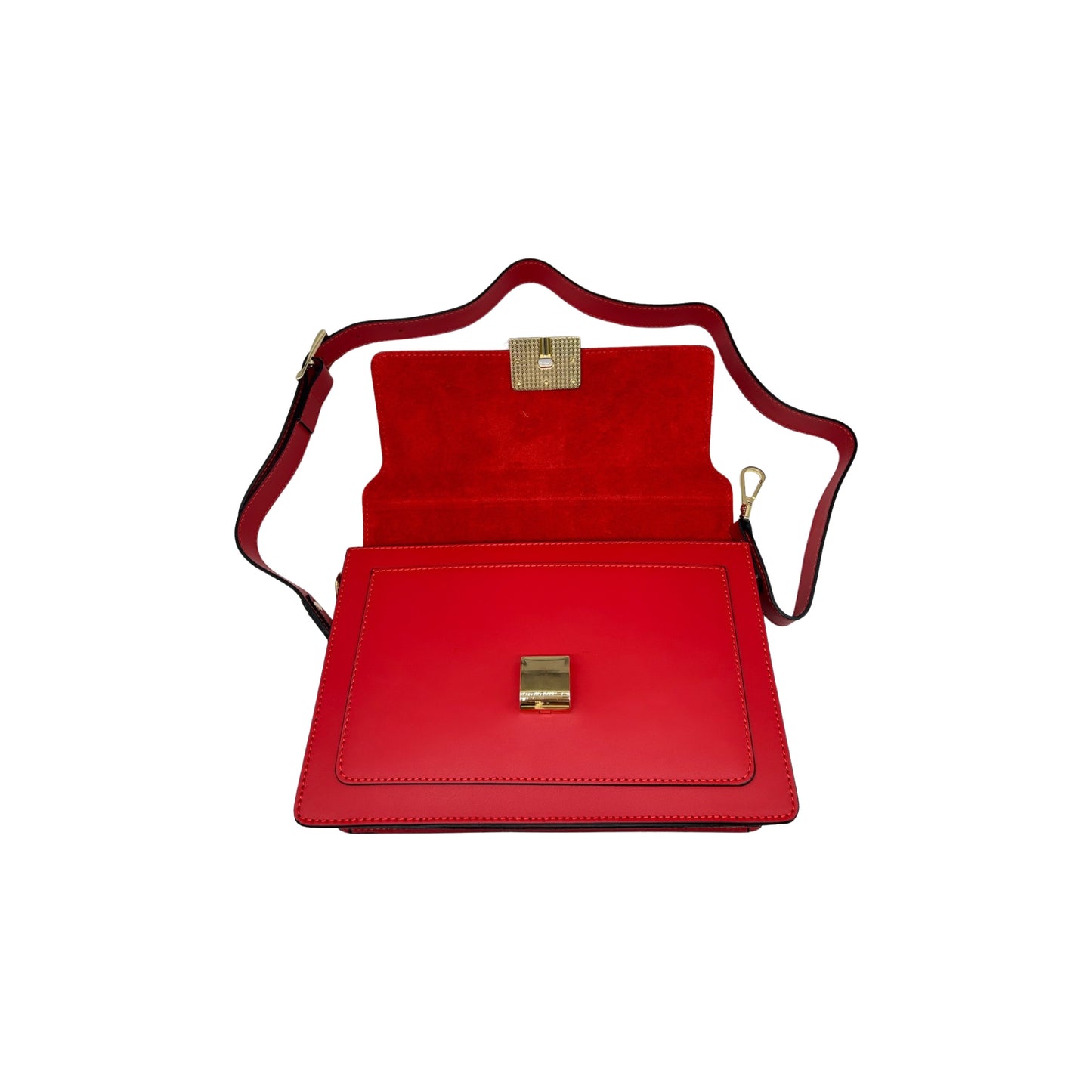 SAC BANDOULIERE CUIR LISSE CANDICE ROUGE