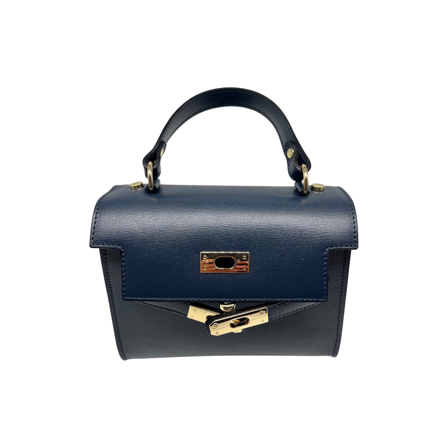 SAFIANO JACQUELINE BLUE LEATHER HANDLE BAG