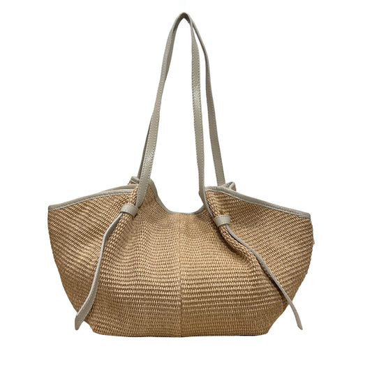 Sac Cuir Raphia Medium Shopping