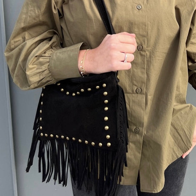SAC CUIR SUEDE FRANGINE MINI CLOUTE