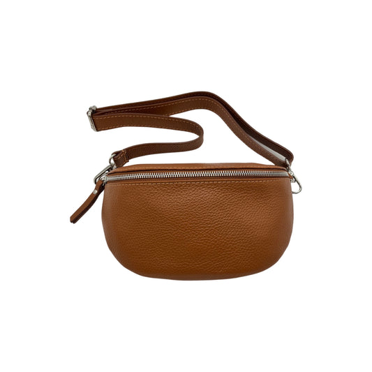 LINA BELT BAG IN GRAINED LEATHER 25CM CAMEL