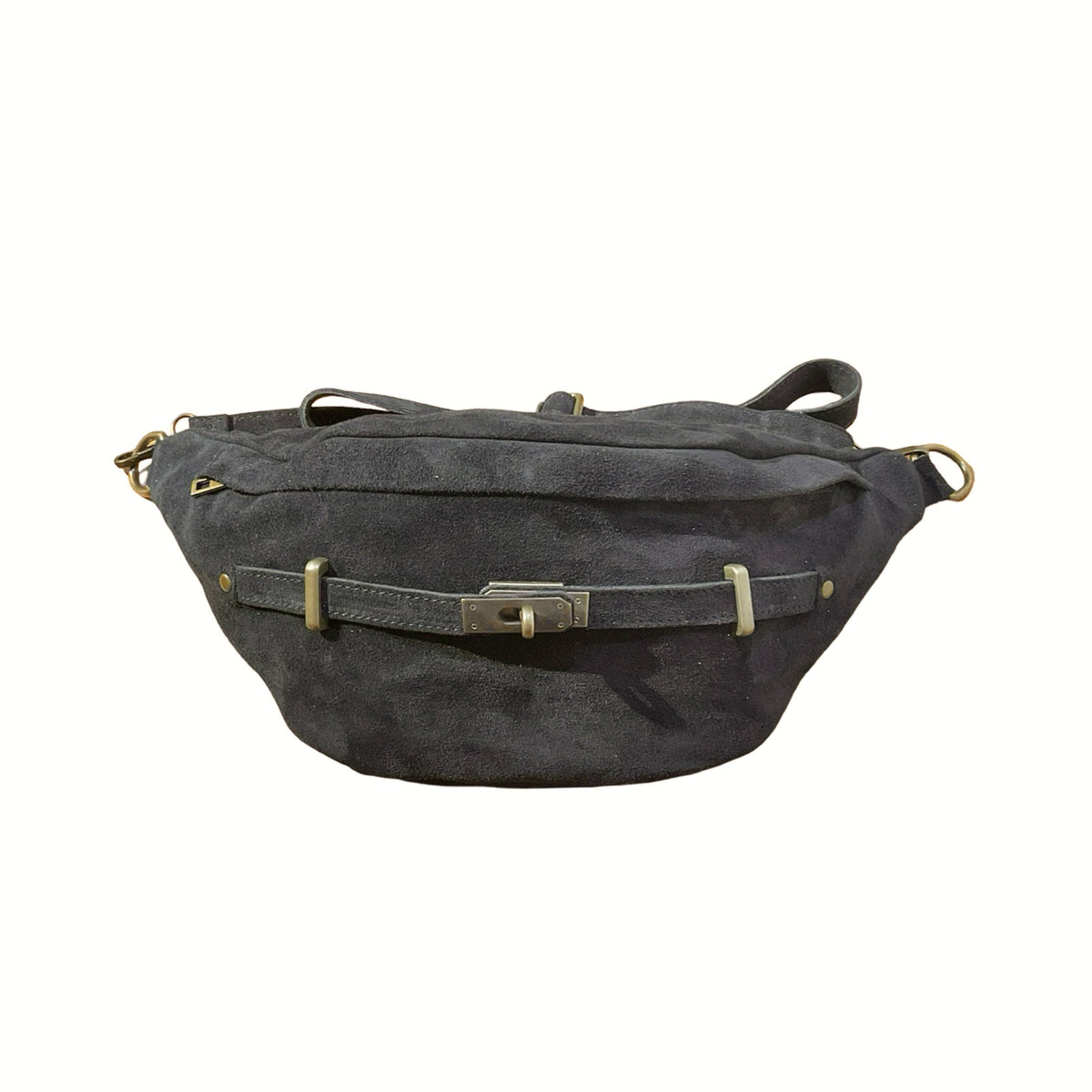 GRAND SAC BANANE CUIR SUEDE BOUCLE