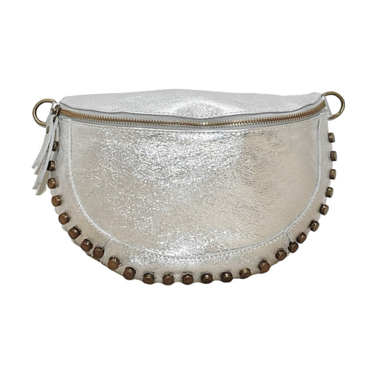 Sac Banane en Cuir Irisé Clouté 26cm
