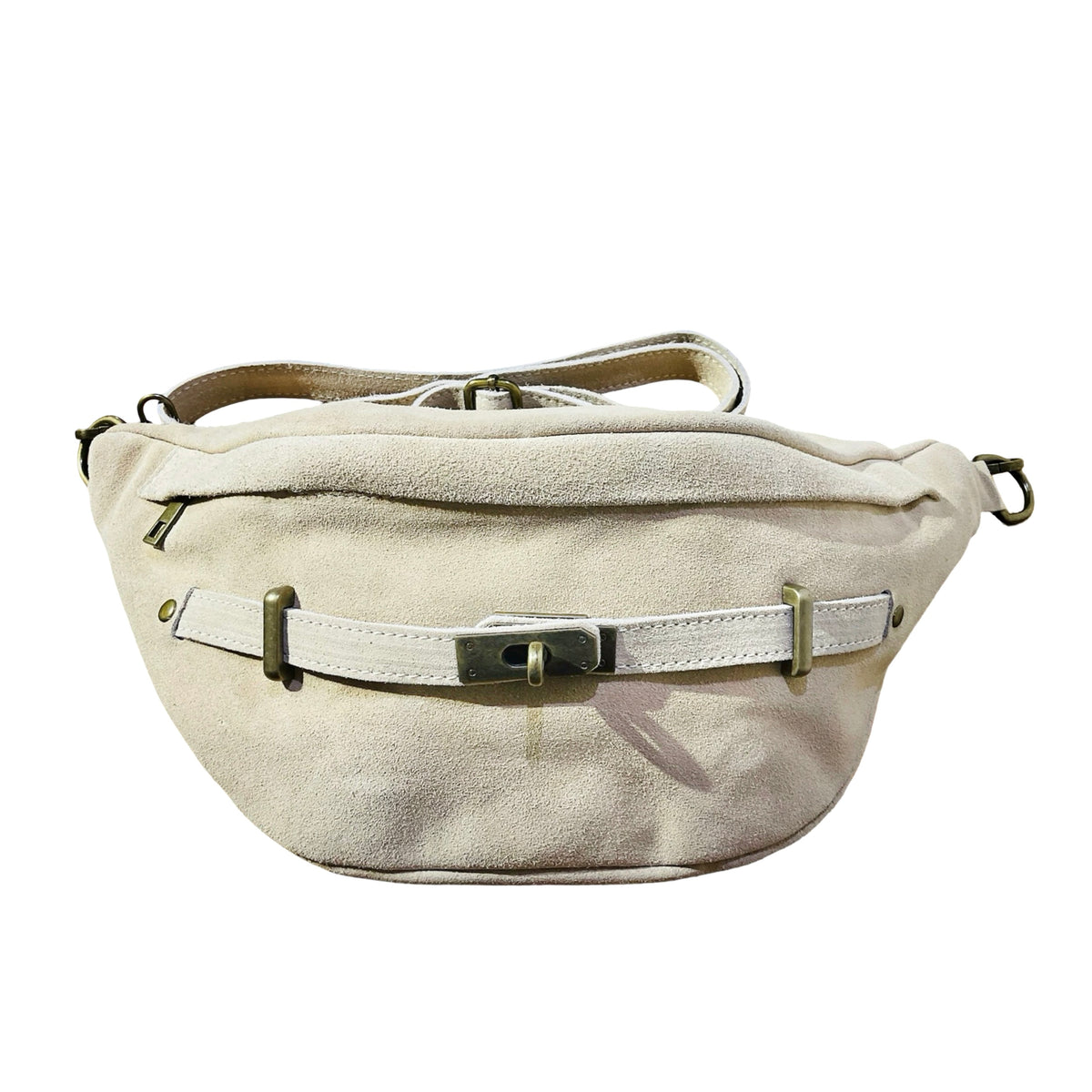 GRAND SAC BANANE CUIR SUEDE BOUCLE