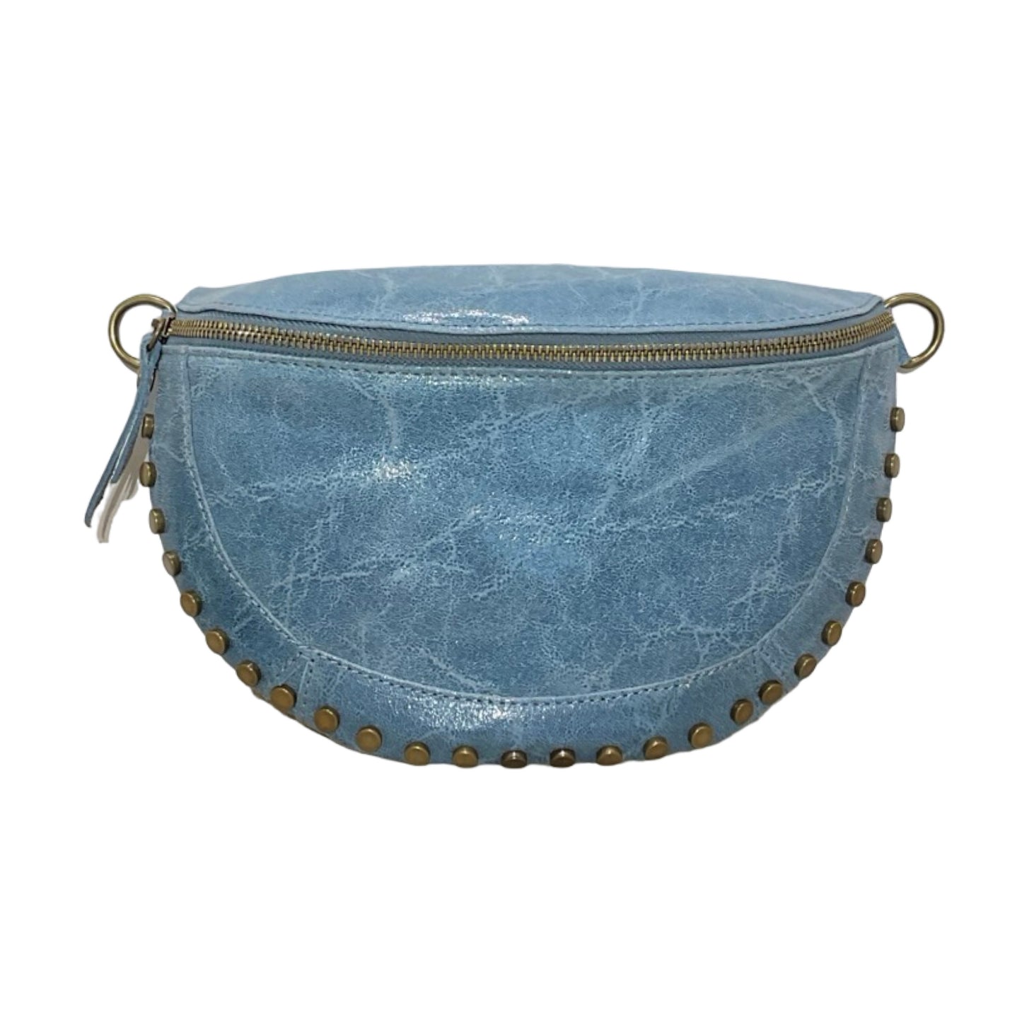Sac Banane en Cuir Brossé Clouté 26cm