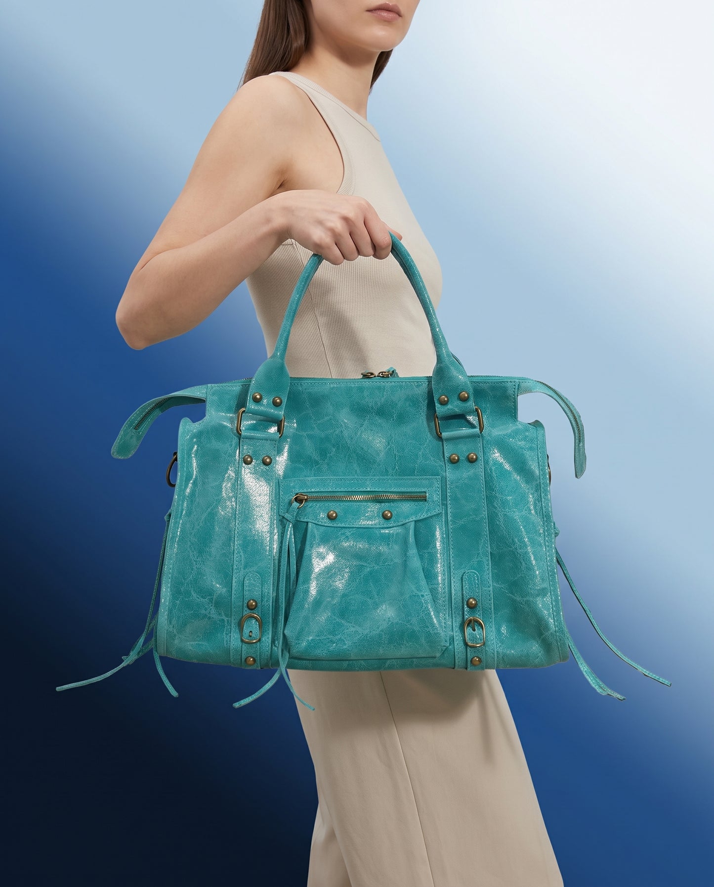 SAC CUIR GLOSS M CAPUCINE L