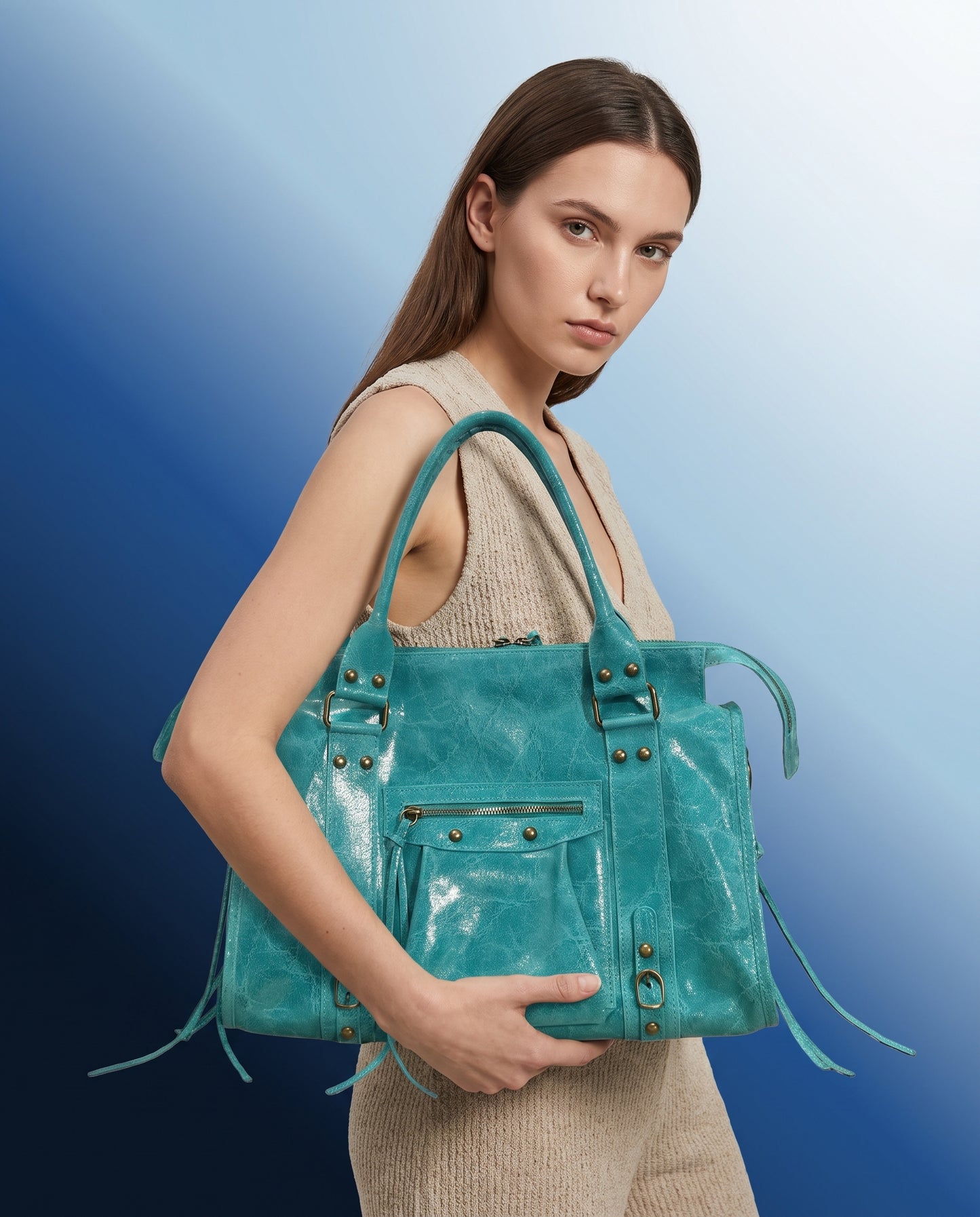 SAC CUIR GLOSS M CAPUCINE L