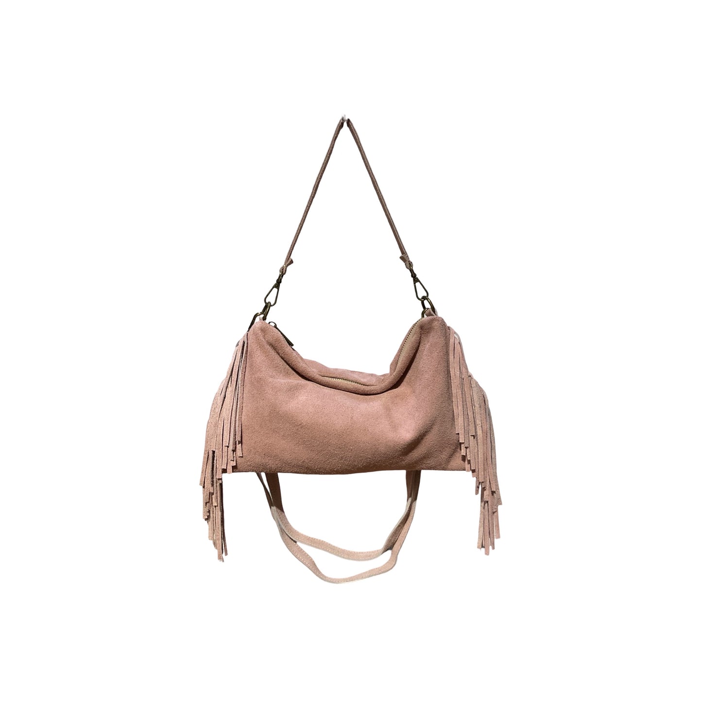 SAC CUIR SUEDE FRANGE RECTO