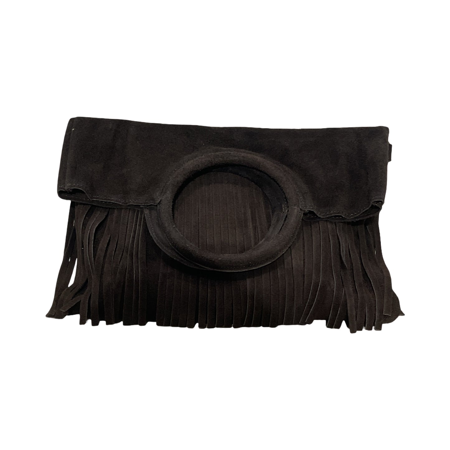 SAC CUIR SUEDE FRANGE POIGNAT