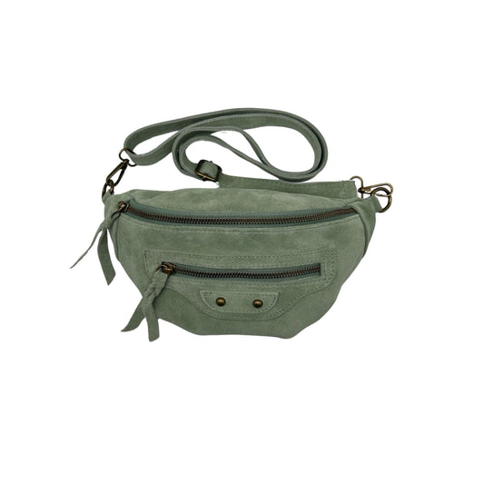 SAC BANANE CUIR DAIM JADE VERT