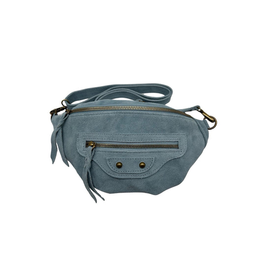 SAC BANANE CUIR DAIM JADE BLEU JEAN