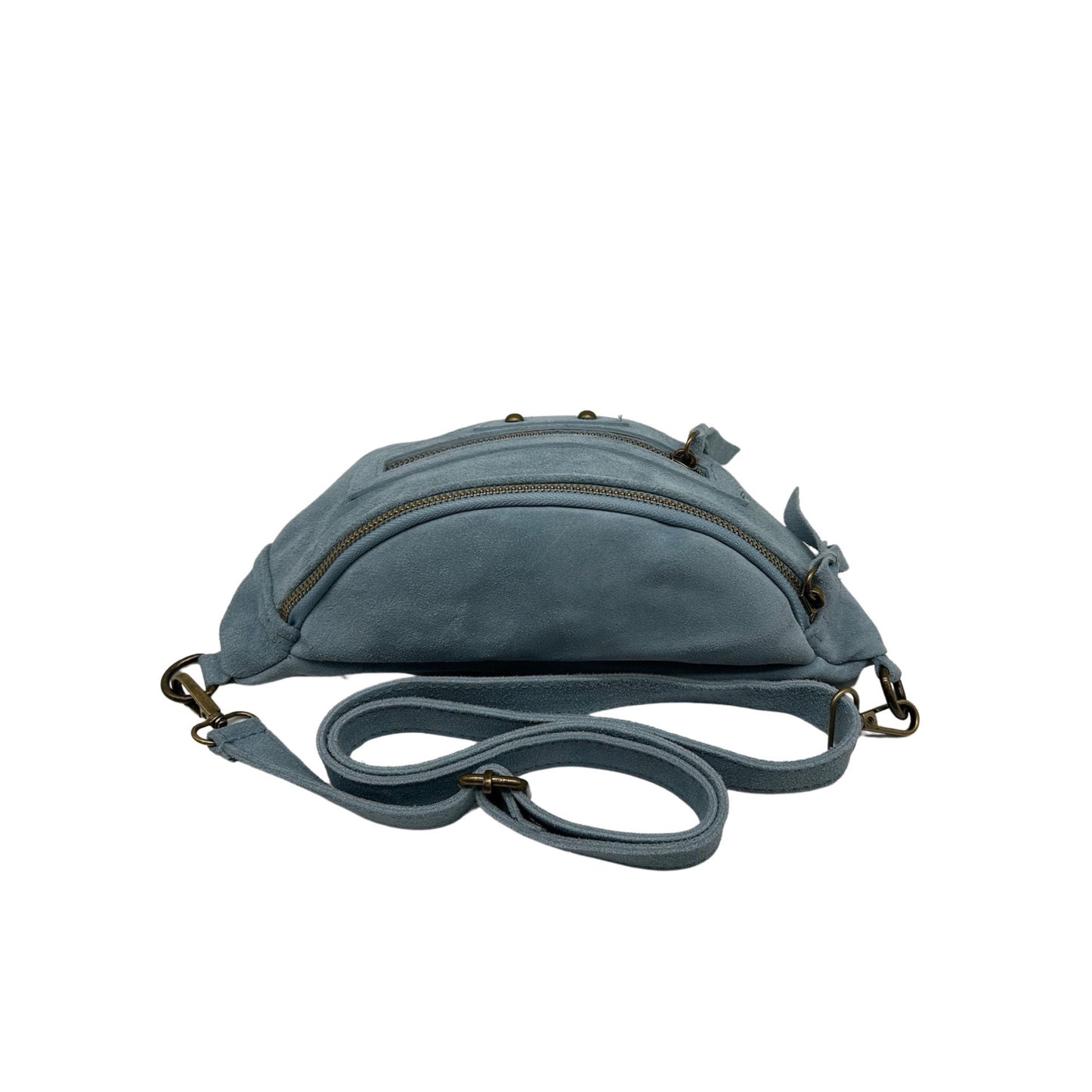 SAC BANANE CUIR DAIM JADE BLEU JEAN