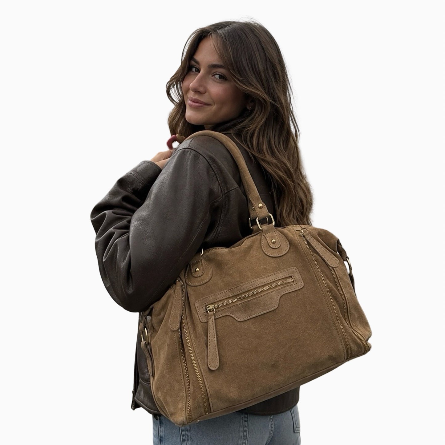 SAC A MAIN CUIR SUEDE BIG GABRIELLE