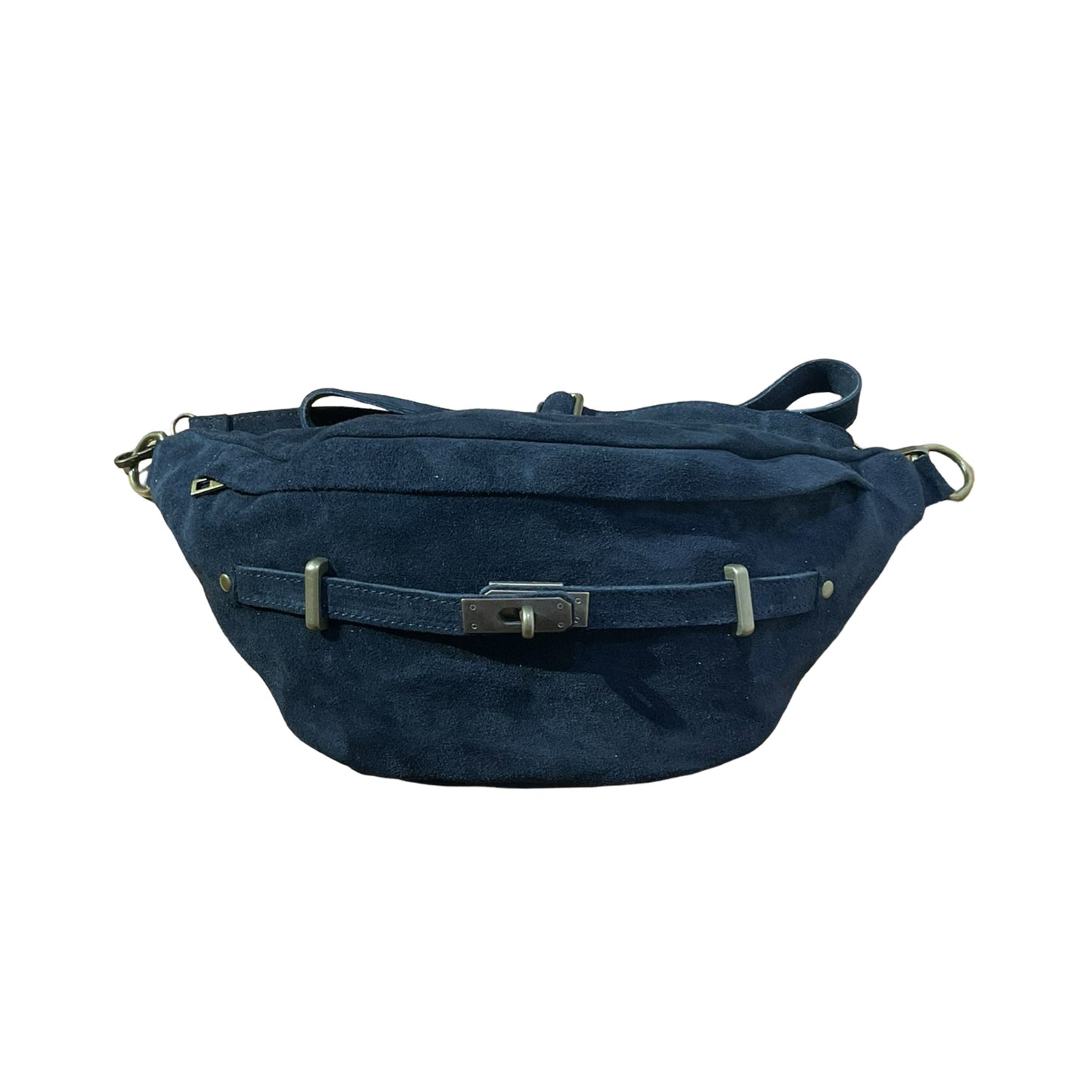 GRAND SAC BANANE CUIR SUEDE BOUCLE