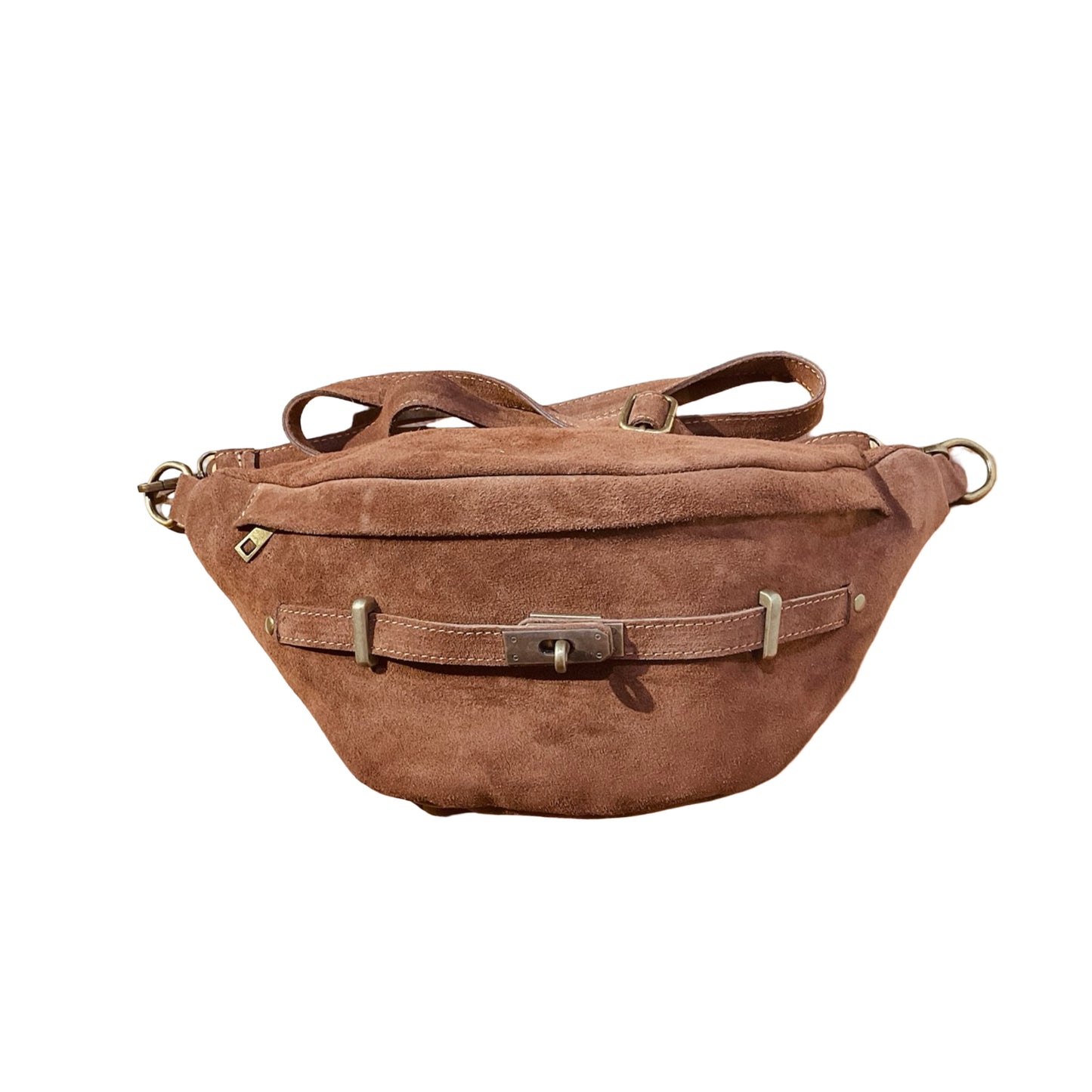 GRAND SAC BANANE CUIR SUEDE BOUCLE
