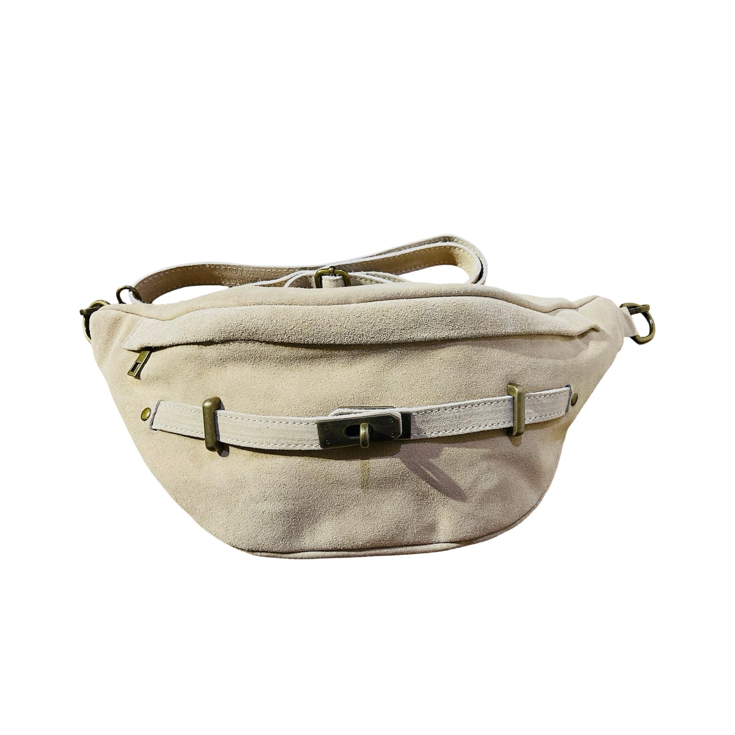 GRAND SAC BANANE CUIR SUEDE BOUCLE