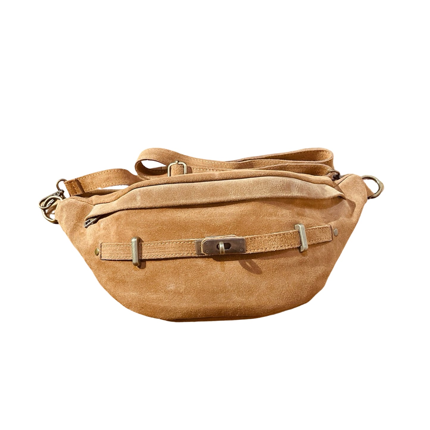 GRAND SAC BANANE CUIR SUEDE BOUCLE