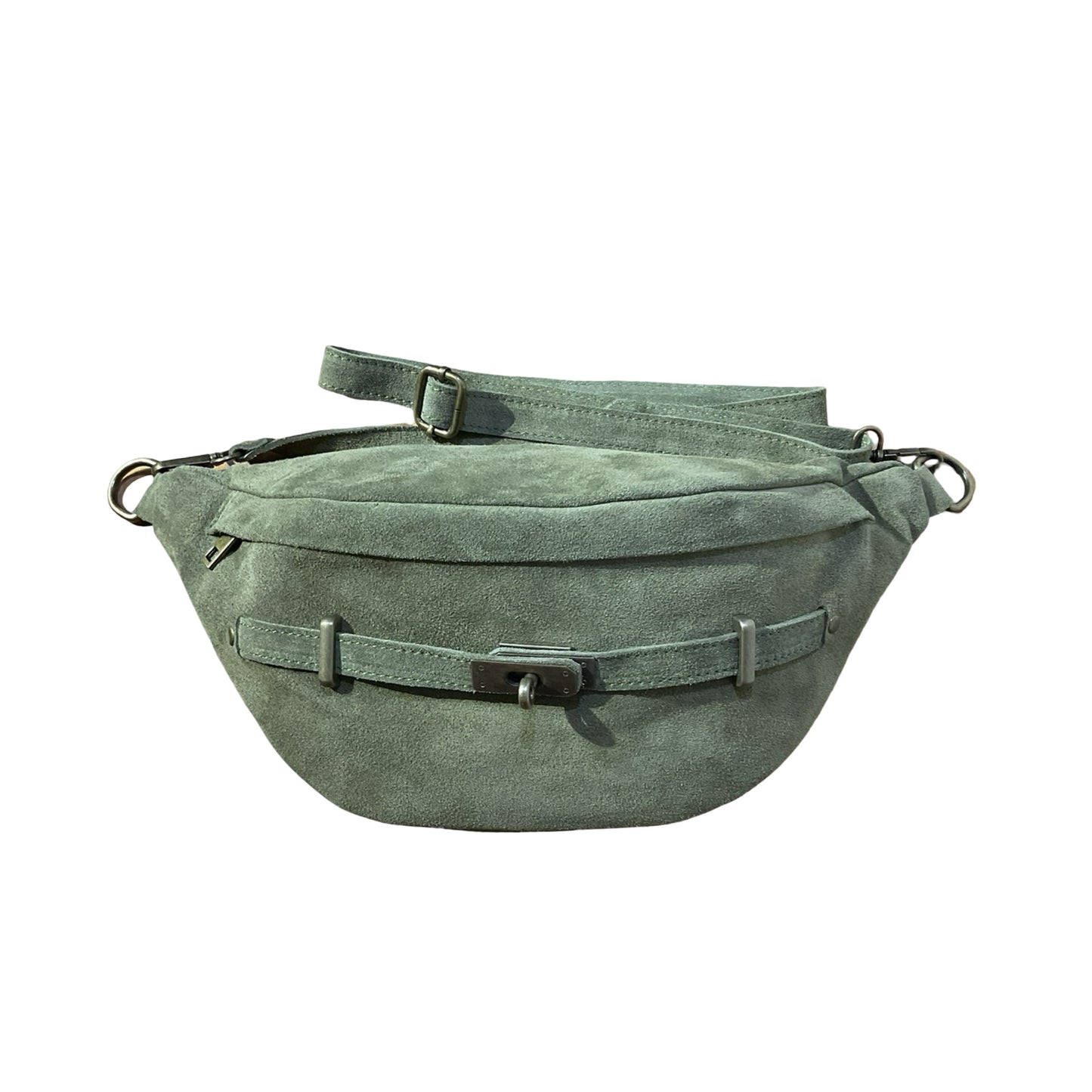 GRAND SAC BANANE CUIR SUEDE BOUCLE