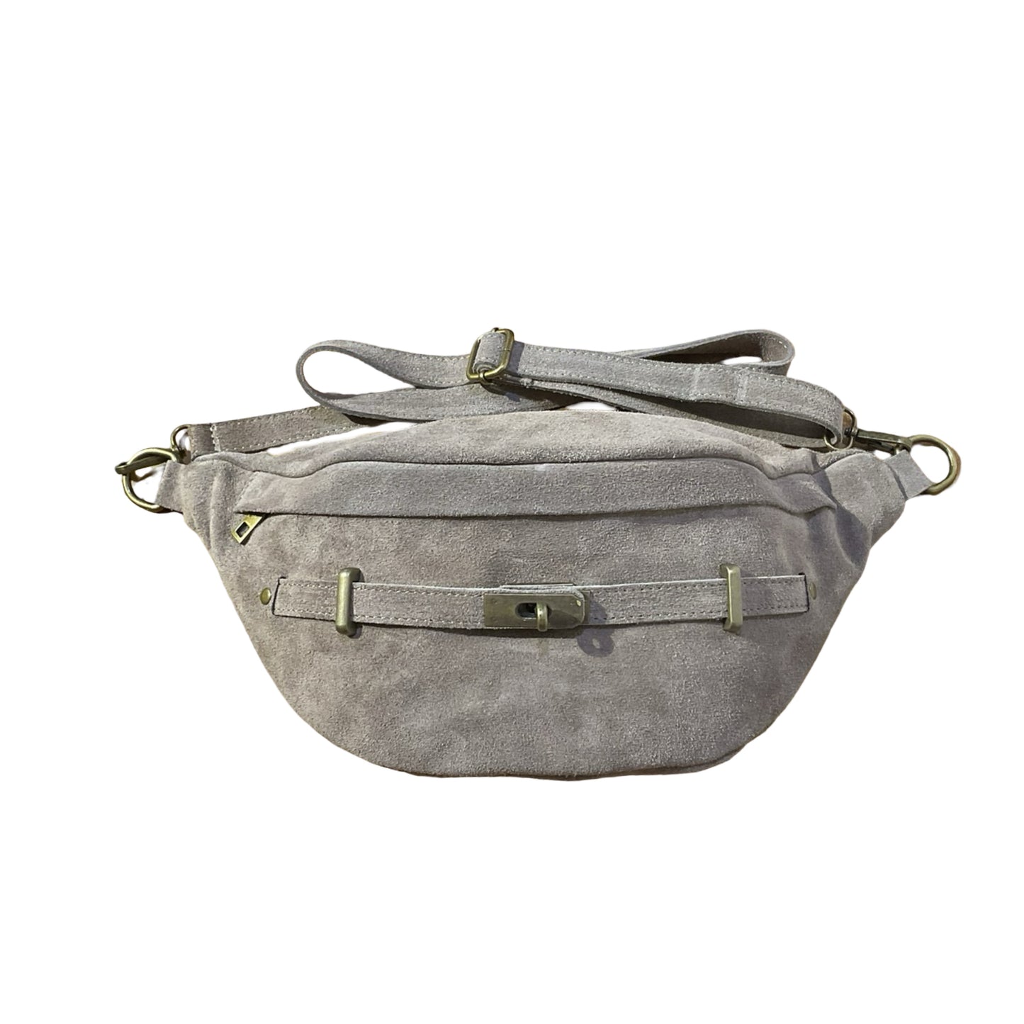 GRAND SAC BANANE CUIR SUEDE BOUCLE