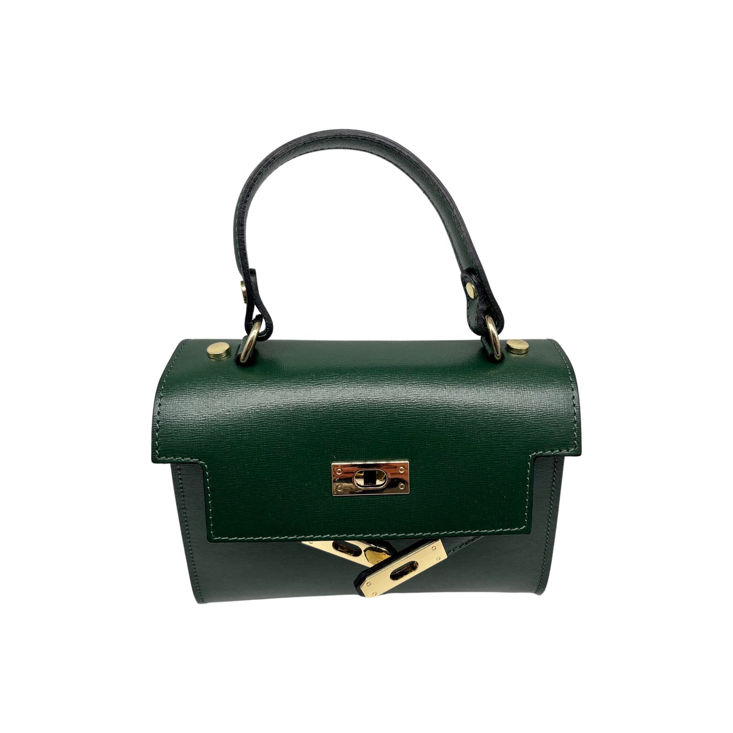 SAFIANO JACQUELINE GREEN LEATHER HANDLE BAG