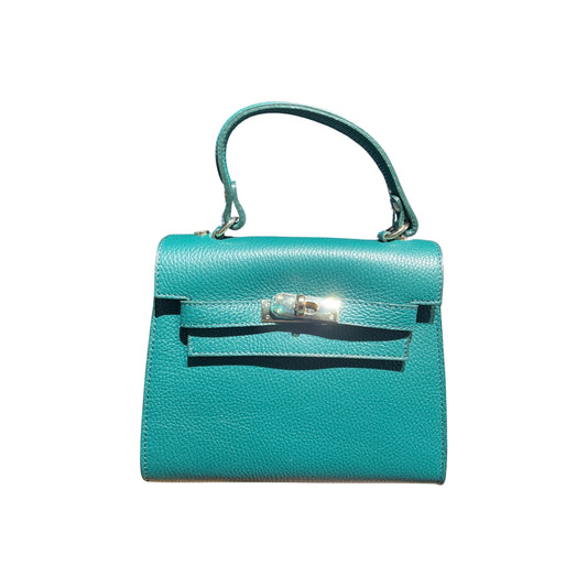 GRAINED LEATHER HANDLE BAG MARA GREEN