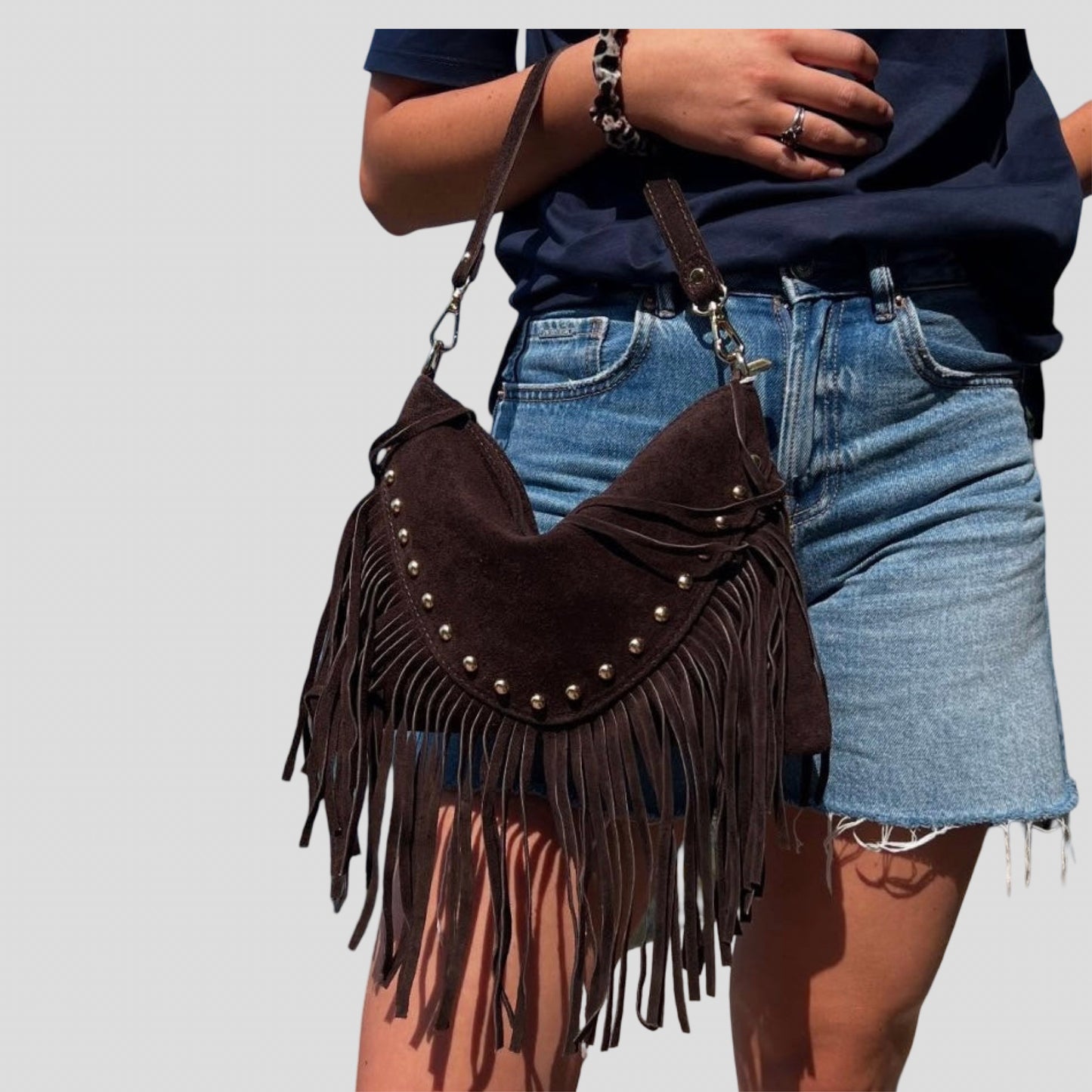 Sac bandoulière cuir suède réal