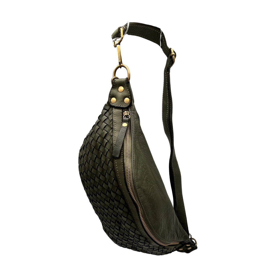 SAC BANANE CUIR WASHED AMBRA