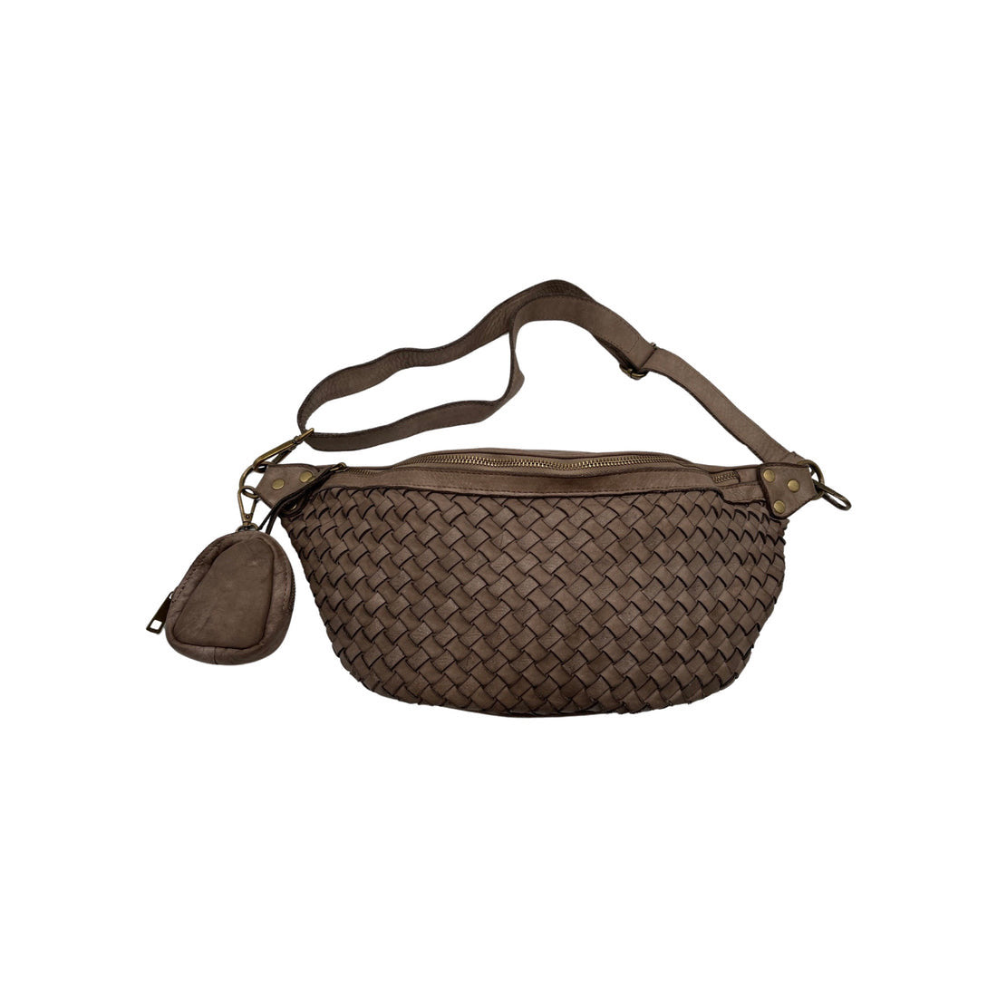 SAC BANANE CUIR WASHED AMBRA