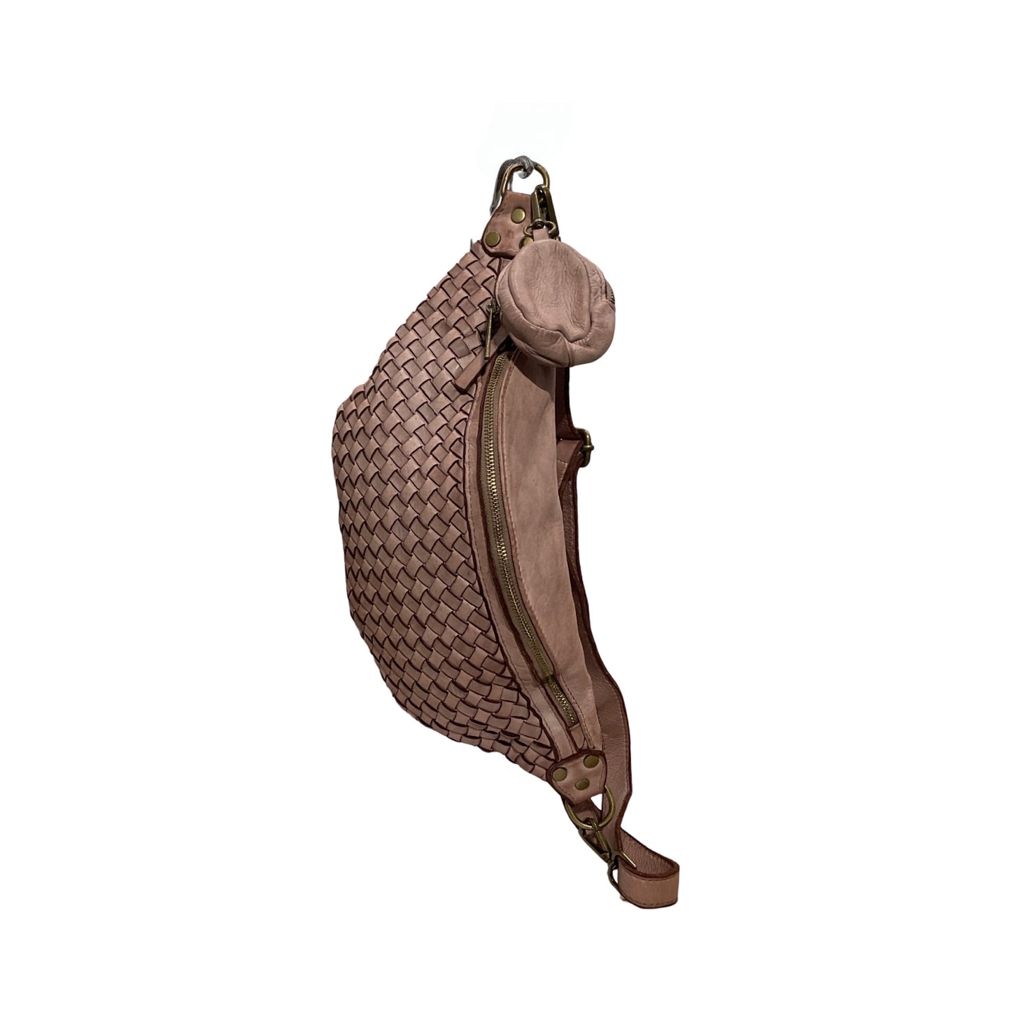 SAC BANANE CUIR WASHED AMBRA