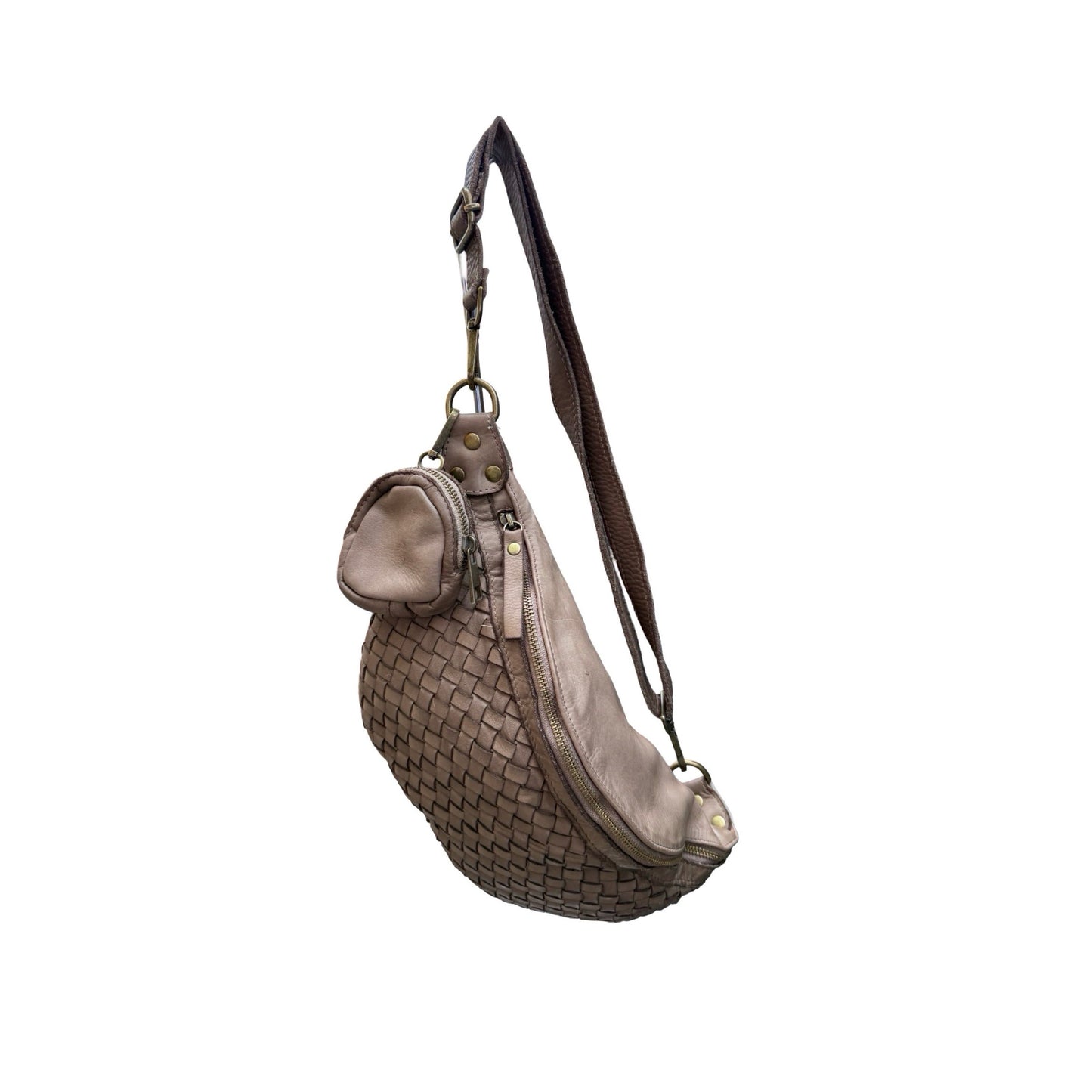SAC BANANE CUIR WASHED AMBRA