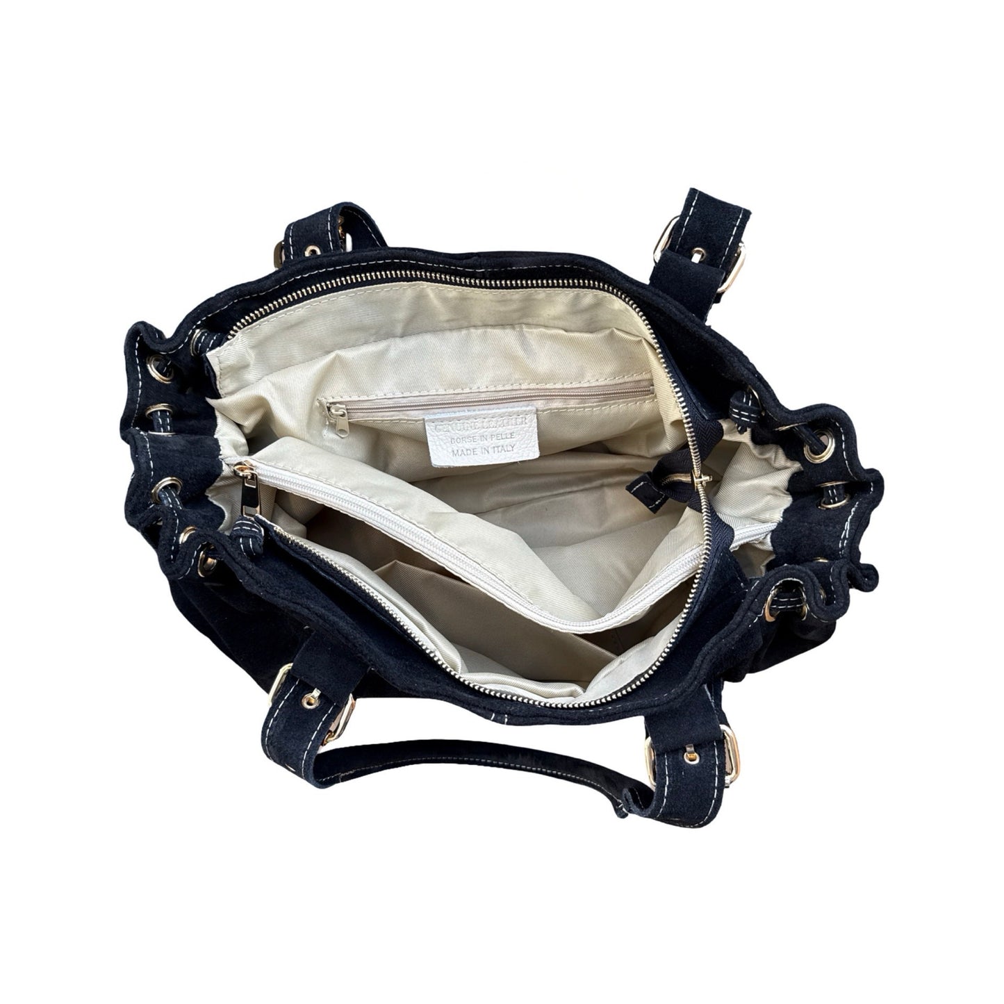 SAC CUIR SUEDE LACET LARGE