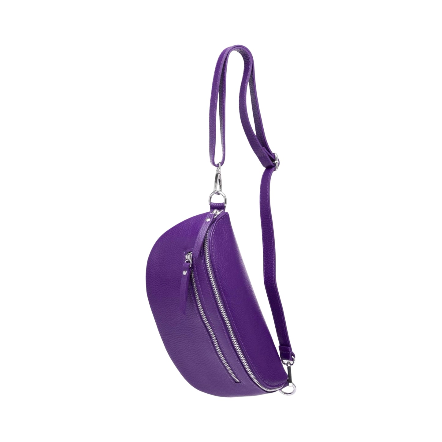 Sac Banane 2 Fermetures en Cuir Grainé 30cm