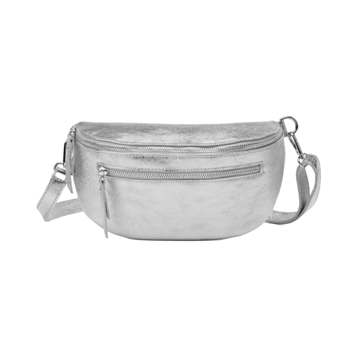 Sac Banane 2 Fermetures en Cuir Irisé 30cm