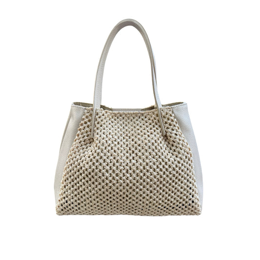 SAC A MAIN NEW RAPHIA GARNI CUIR