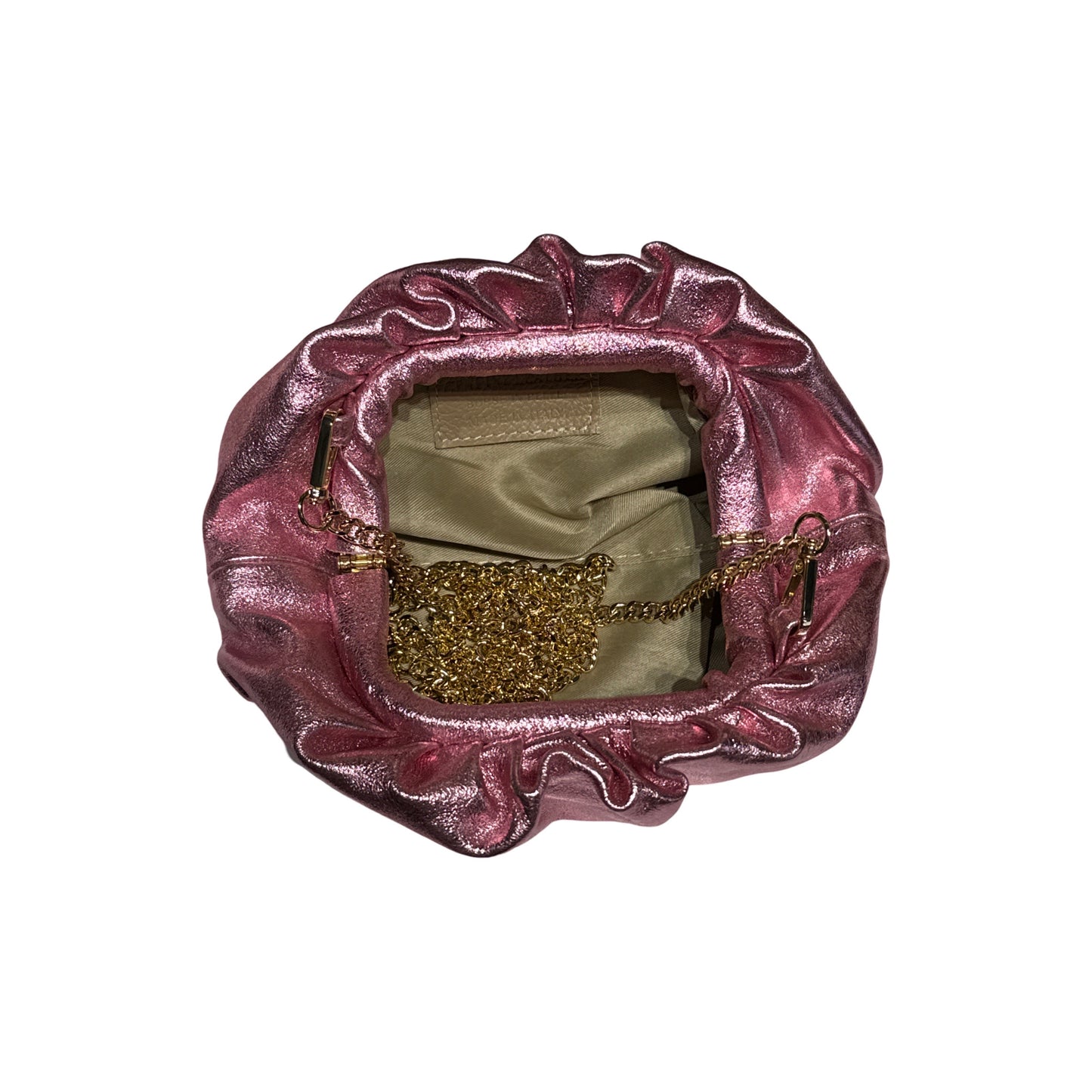 SAC PLISSE CUIR IRISE CHAINETTE