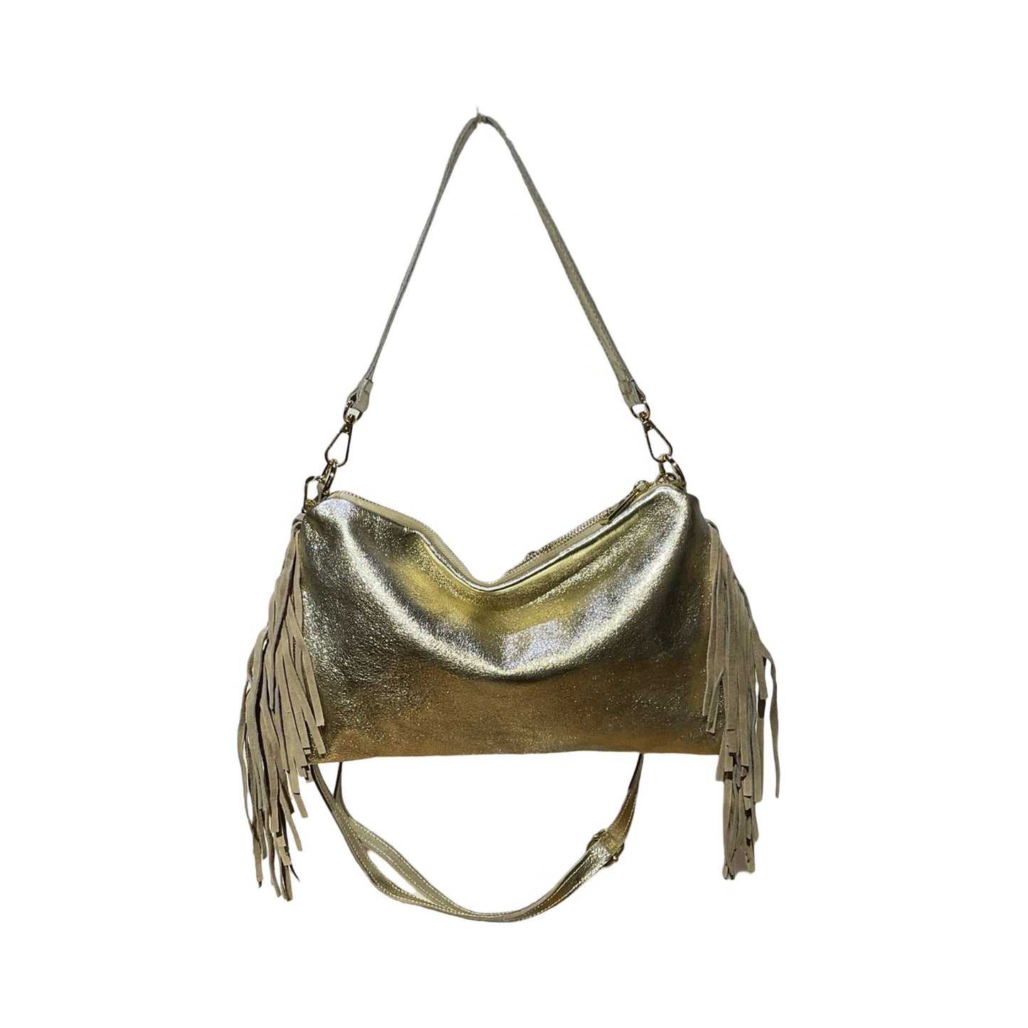 SAC CUIR IRISE FRANGE RECTO