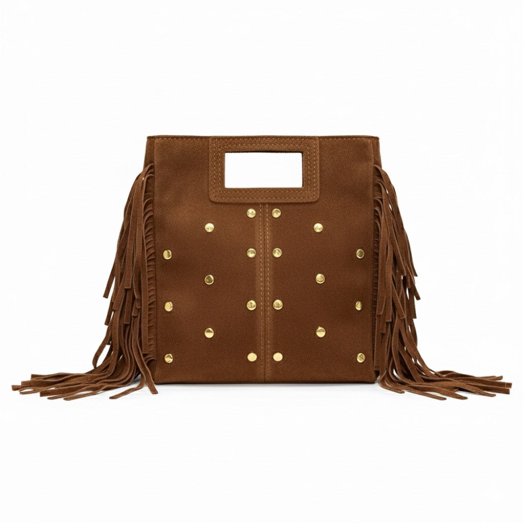 SAC MARION SUEDE CLOUTE OR