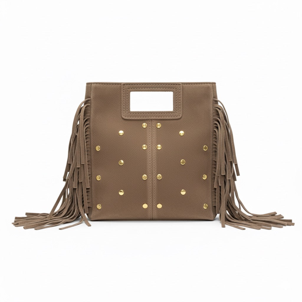 SAC MARION SUEDE CLOUTE OR