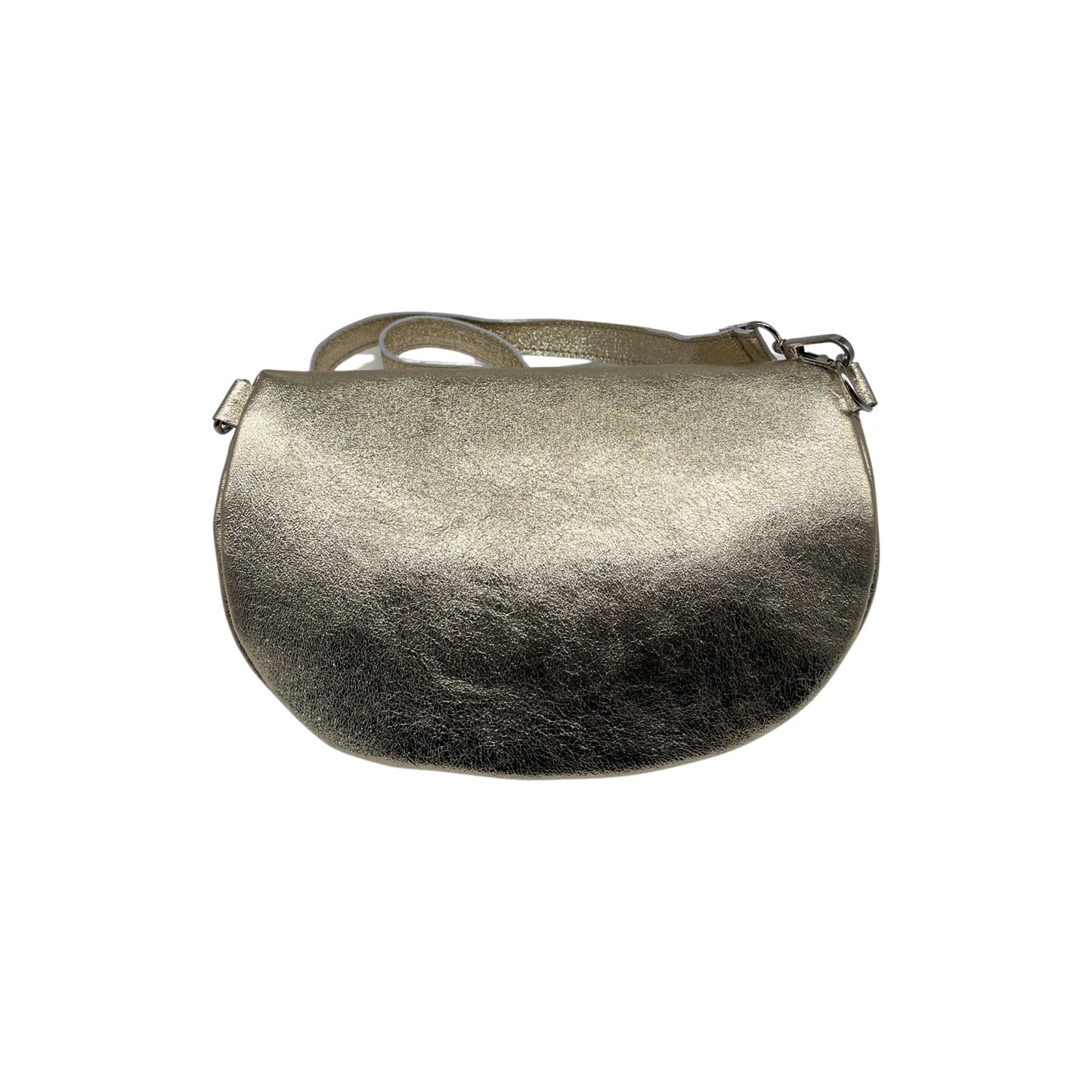 SAC BANANE 2 FERMETURES  CUIR GRAINE 30CM OR