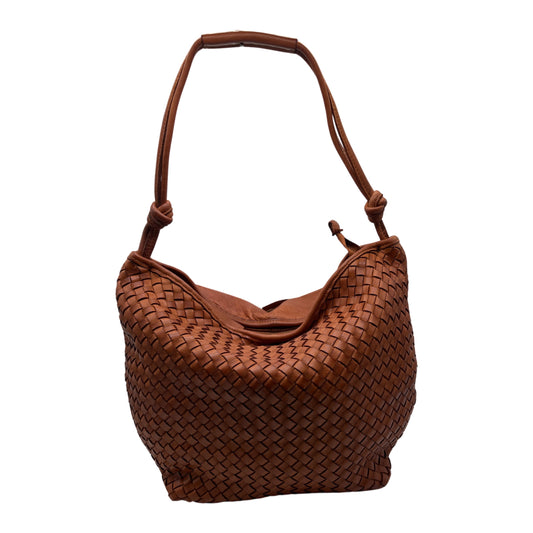 VINTAGE BRAIDED LEATHER BAG ISADORA COGNAC