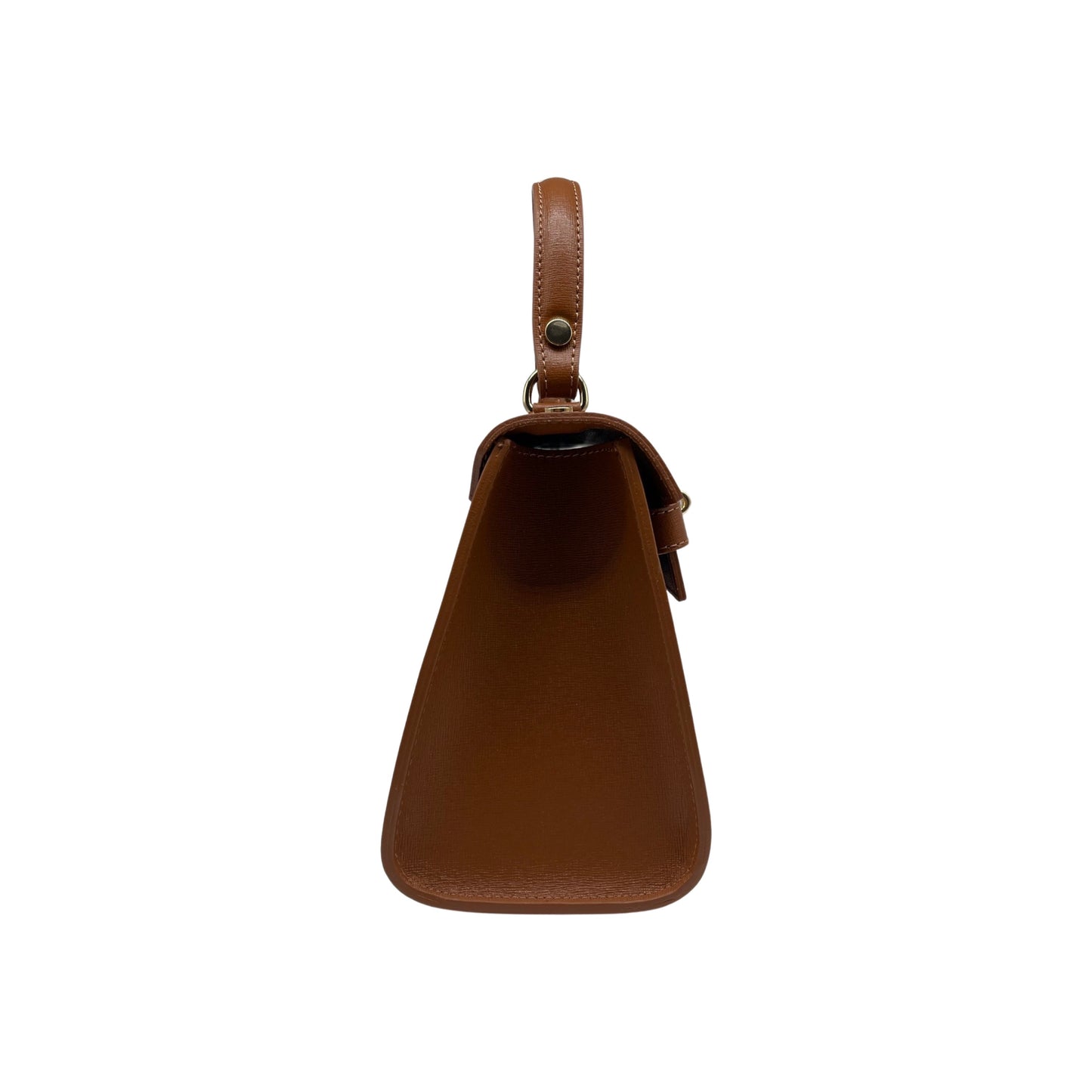 SAFIANO JACQUELINE CAMEL LEATHER HANDLE BAG