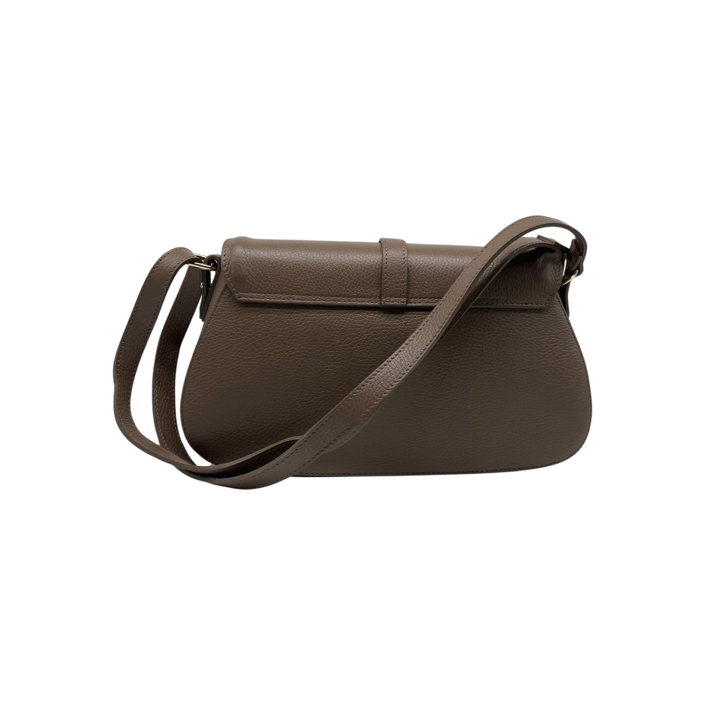 ALMA TAUPE GRAINED LEATHER FLAP BAG