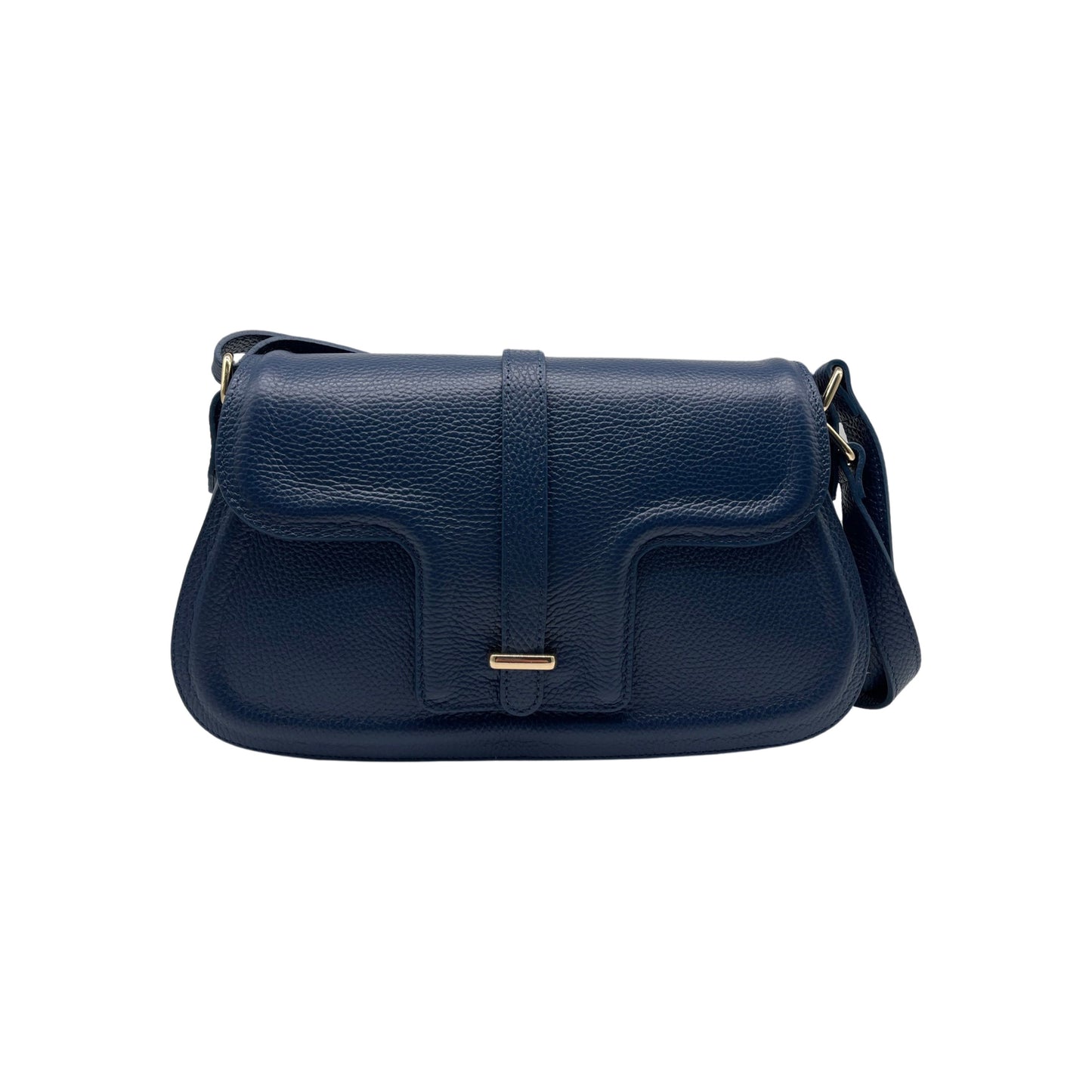 ALMA BLUE GRAINED LEATHER FLAP BAG