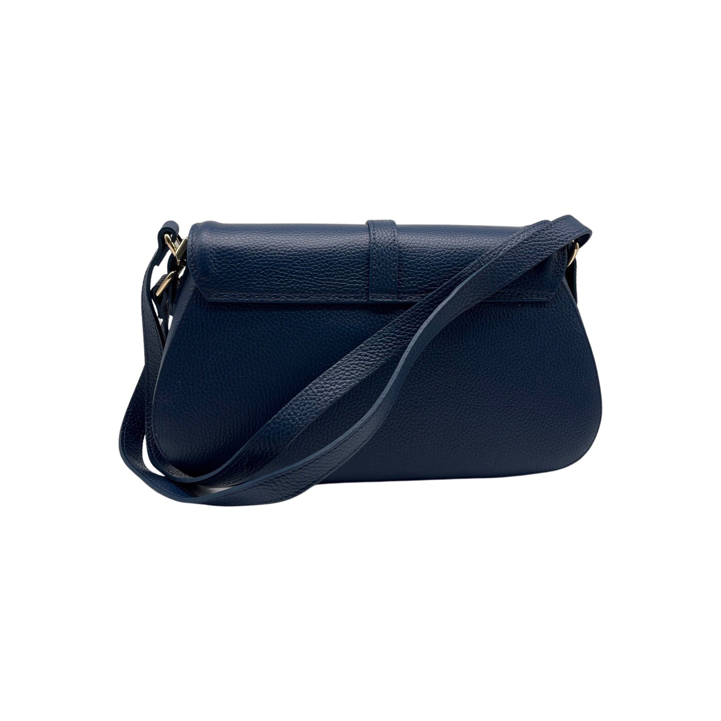 ALMA BLUE GRAINED LEATHER FLAP BAG