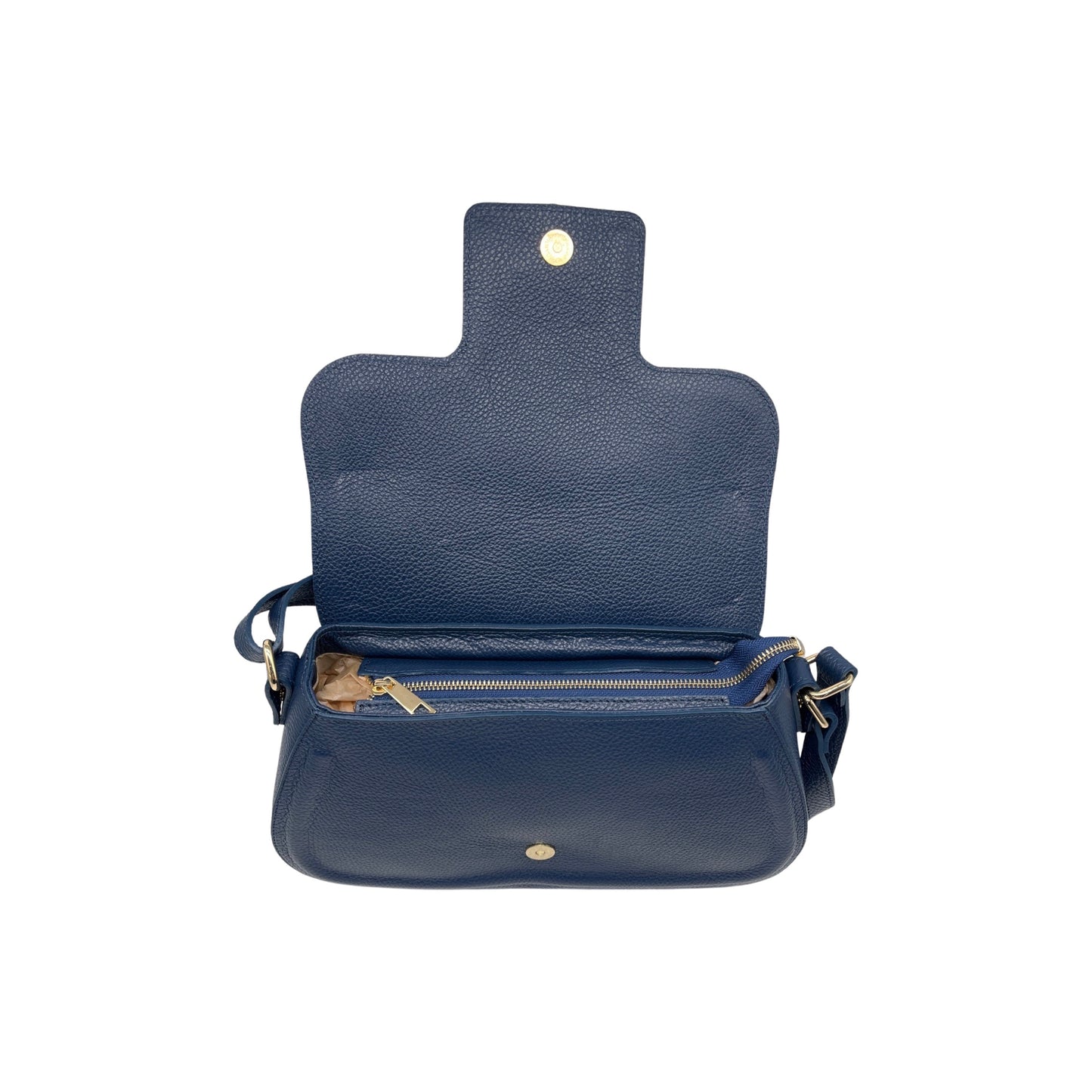 ALMA BLUE GRAINED LEATHER FLAP BAG