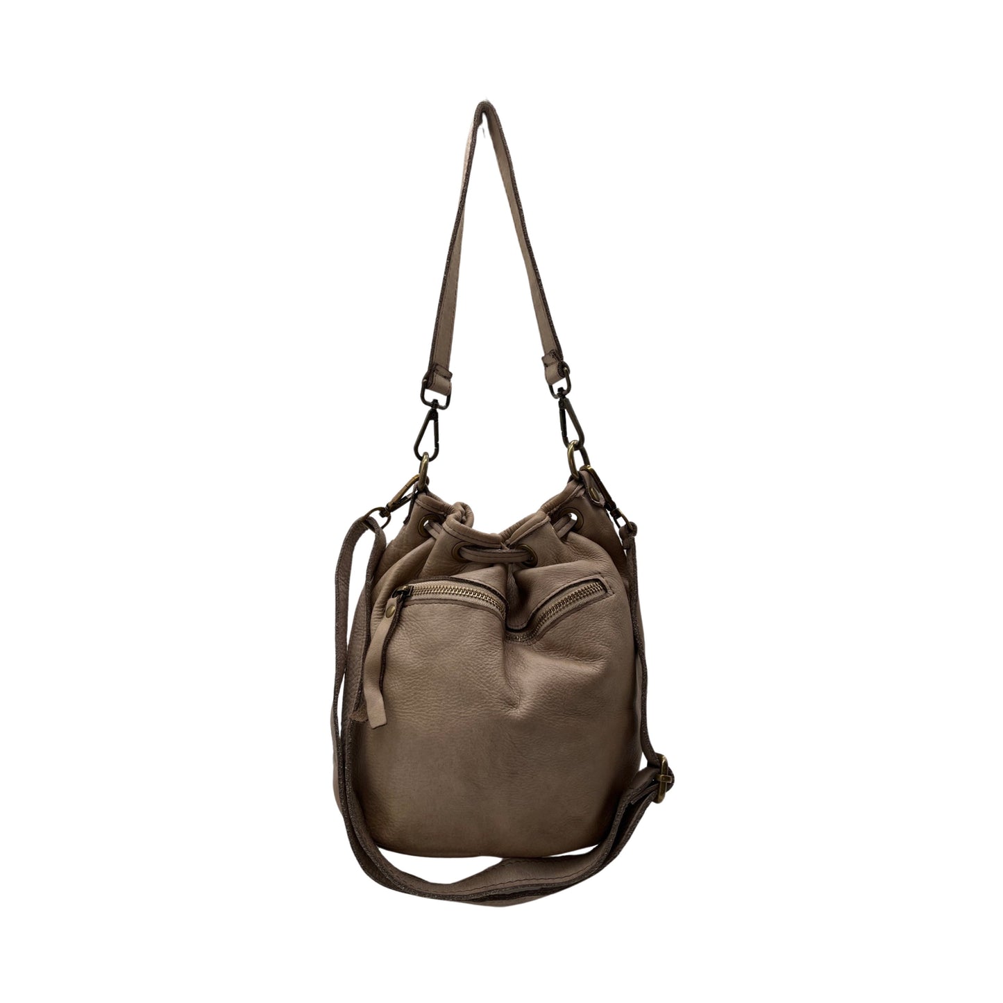 ANNABELLA BEIGE WASHED LEATHER BUCKET BAG