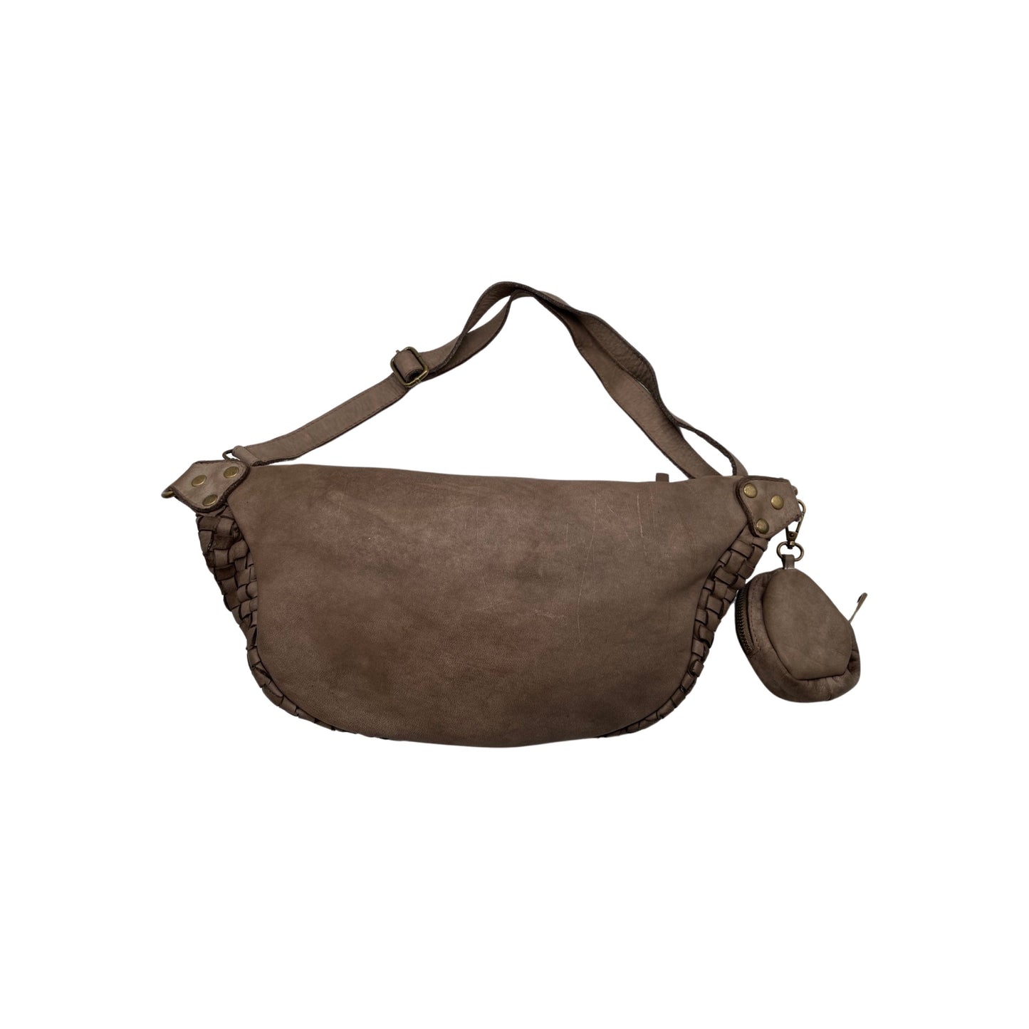 GRAY AMBRA WASHED LEATHER BELT BAG