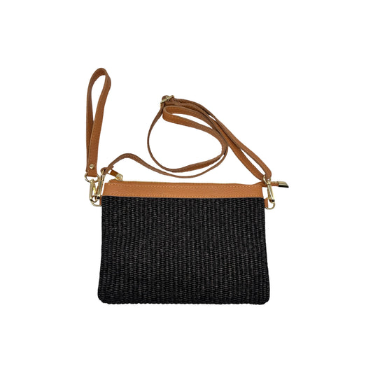 POCHETTE RAPHIA GARNI CUIR