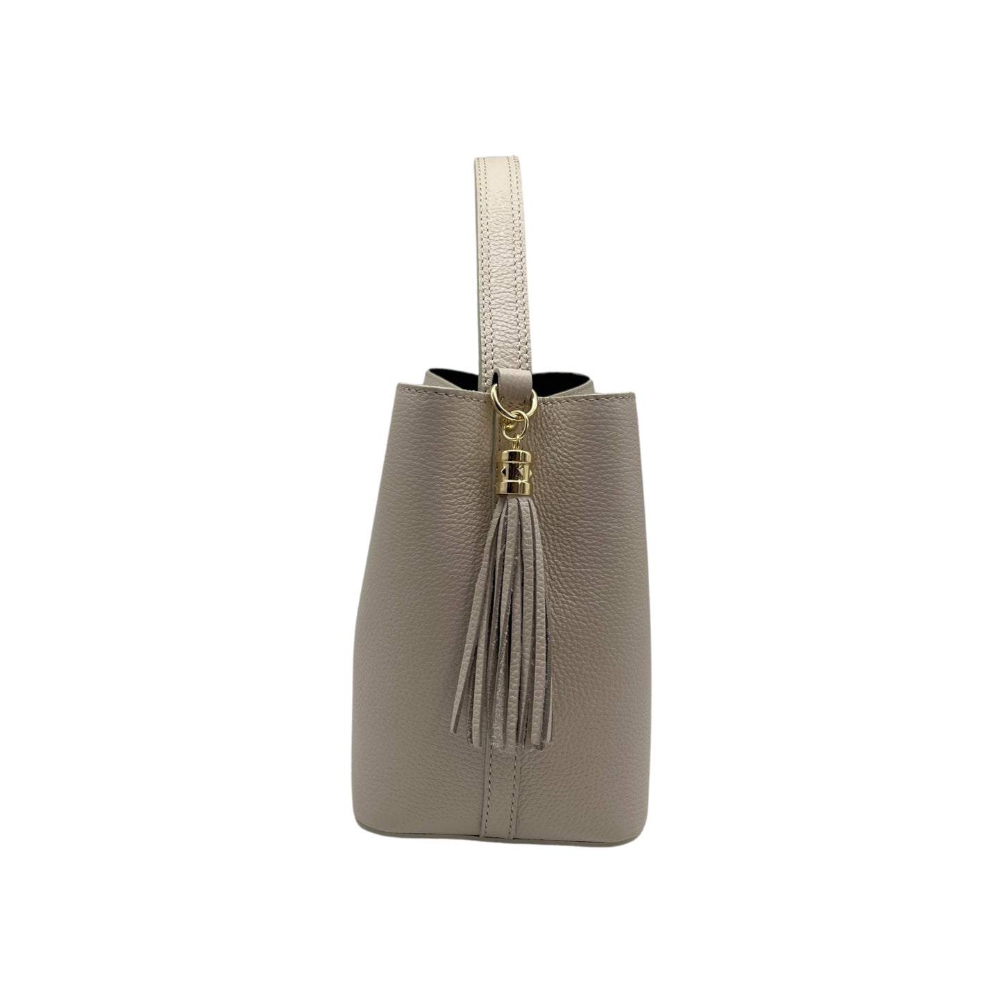 ELOISE G BEIGE GRAIN LEATHER BUCKET BAG