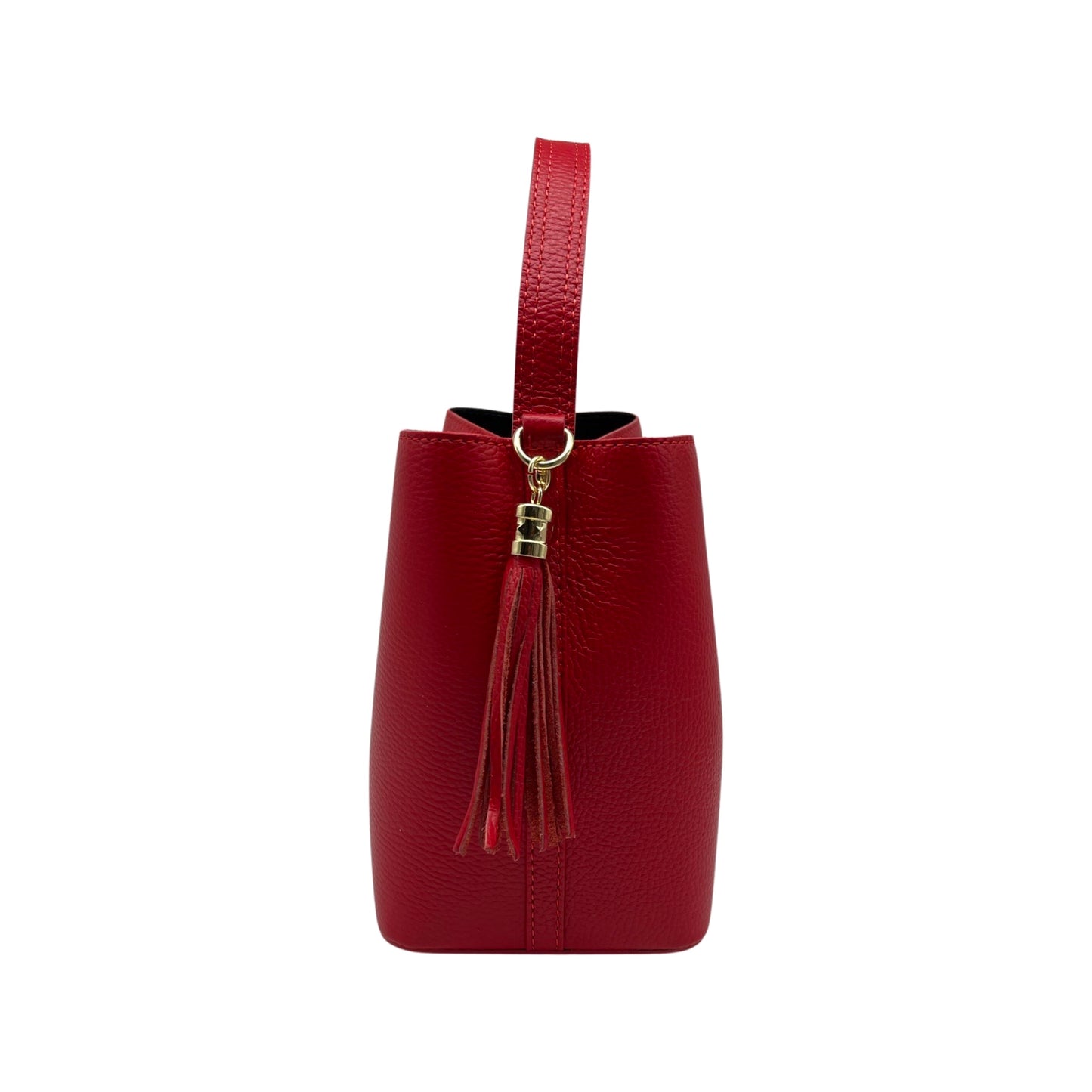 ELOISE G GRAIN LEATHER BUCKET BAG RED